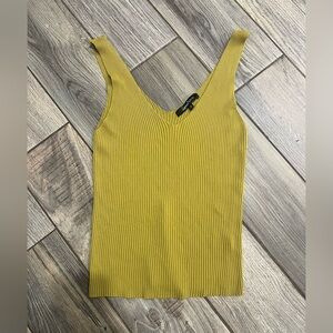 Sweet Rain Stylish Green Ribbed Tank Top